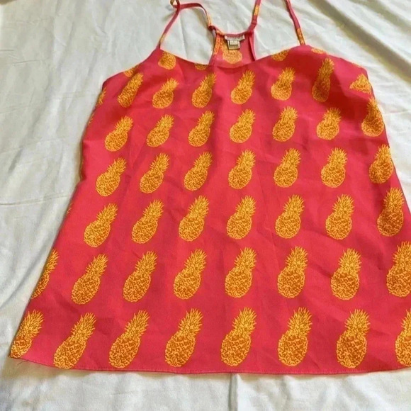 J.Crew Factory Hot Pink Racerback Pineapple Tank - Picture 2 of 6